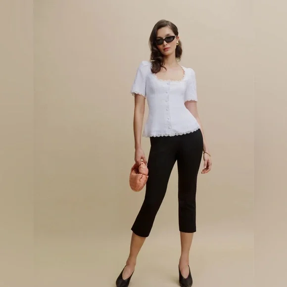 Reformation Anabella linen top in White Size 14 - Picture 6 of 7